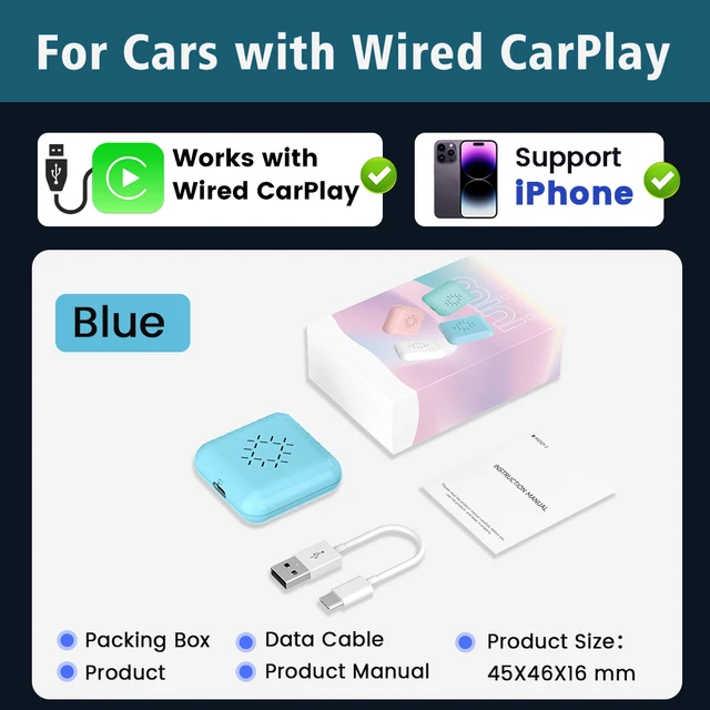 Carlinkit Portable Wireless CarPlay Auto Connect Wireless Adapter Smart Mini Box Wired To Wireless Dongle Plug And Play Online Upgrade