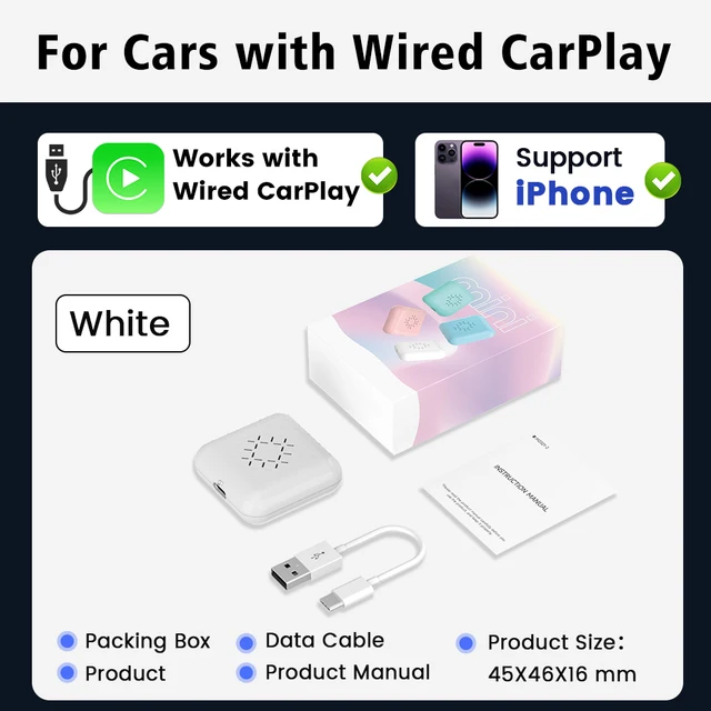 Carlinkit Portable Wireless CarPlay Auto Connect Wireless Adapter Smart Mini Box Wired To Wireless Dongle Plug And Play Online Upgrade