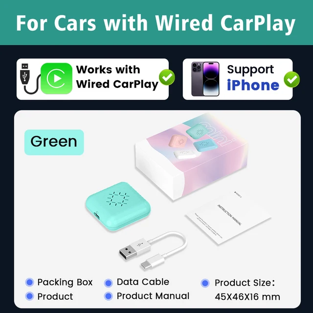 Carlinkit Portable Wireless CarPlay Auto Connect Wireless Adapter Smart Mini Box Wired To Wireless Dongle Plug And Play Online Upgrade