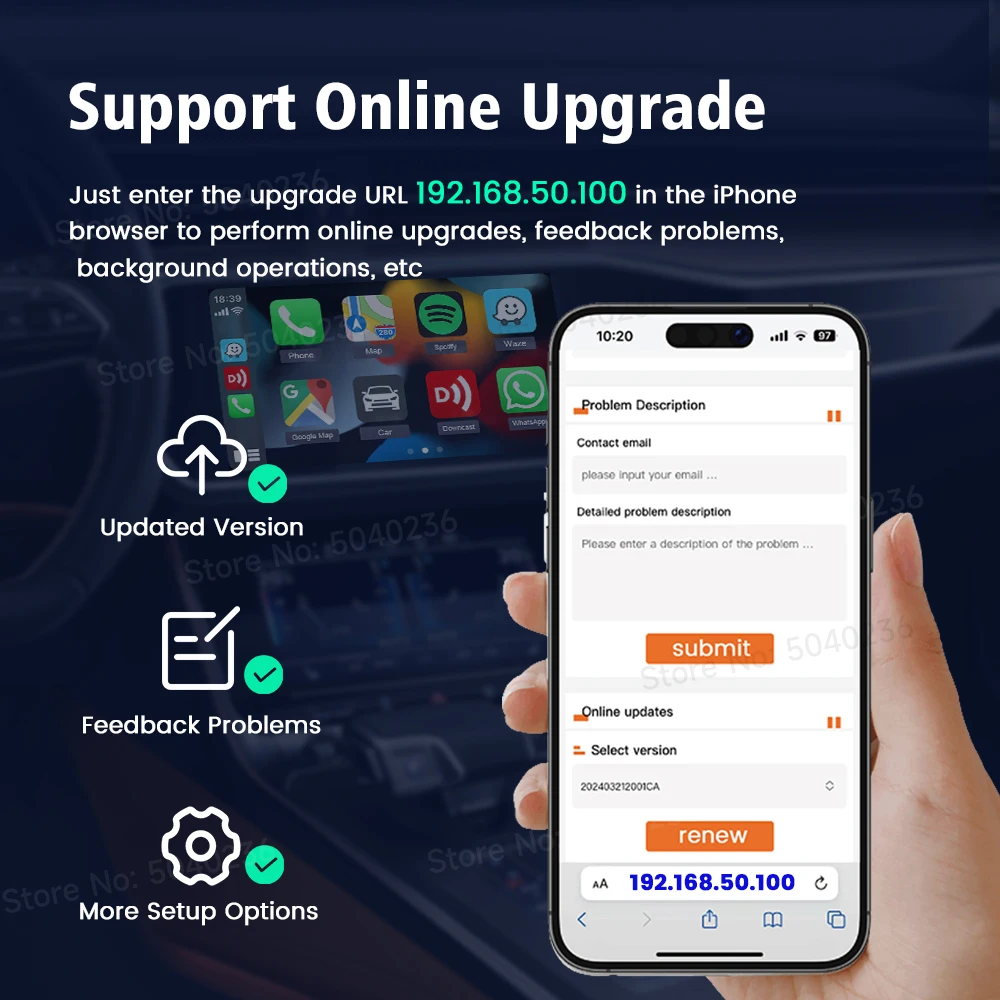 Carlinkit Portable Wireless CarPlay Auto Connect Wireless Adapter Smart Mini Box Wired To Wireless Dongle Plug And Play Online Upgrade