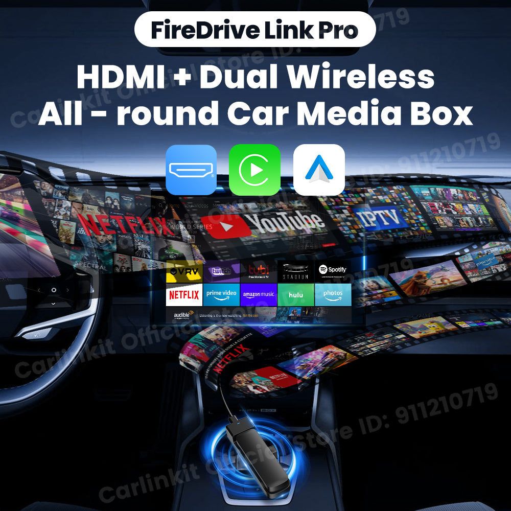 CarlinKit FireDrive Link Pro For Fire TV Stick Support Wireless CarPlay Android Auto HDMI TV Streaming Box Car Entertainment Box