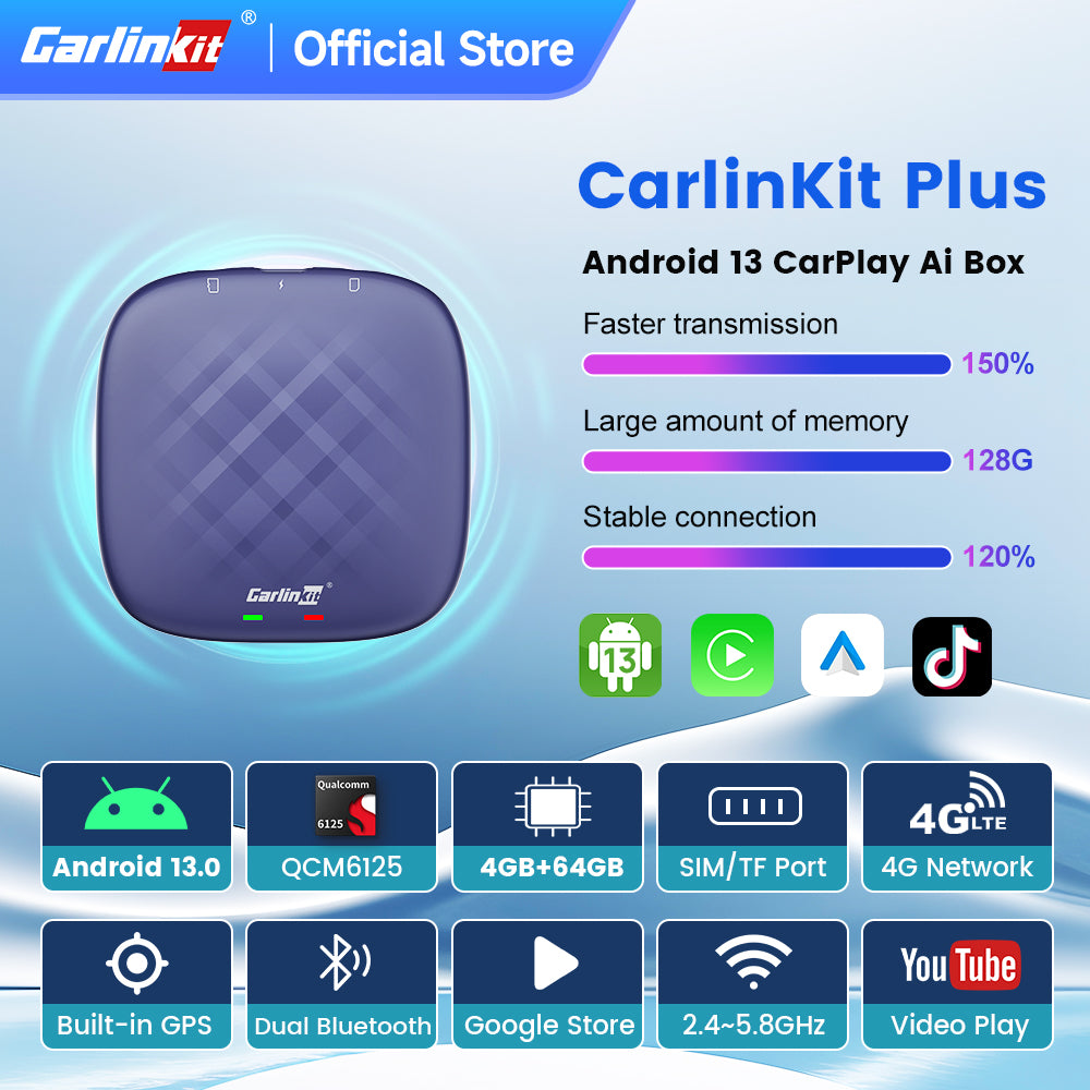 CarlinKit Android 13 Carplay Ai Box 4G+64G 8 Core Wireless Android Aut ...