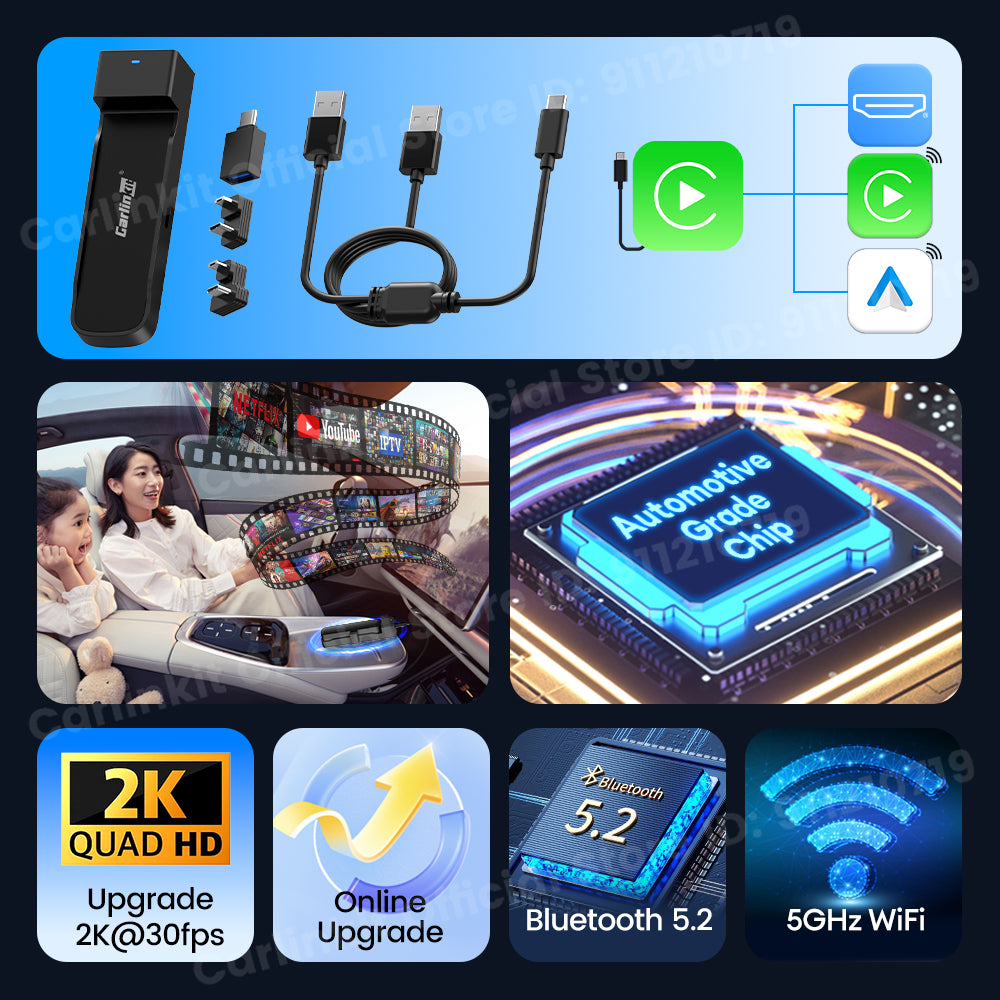 CarlinKit FireDrive Link Pro For Fire TV Stick Support Wireless CarPlay Android Auto HDMI TV Streaming Box Car Entertainment Box