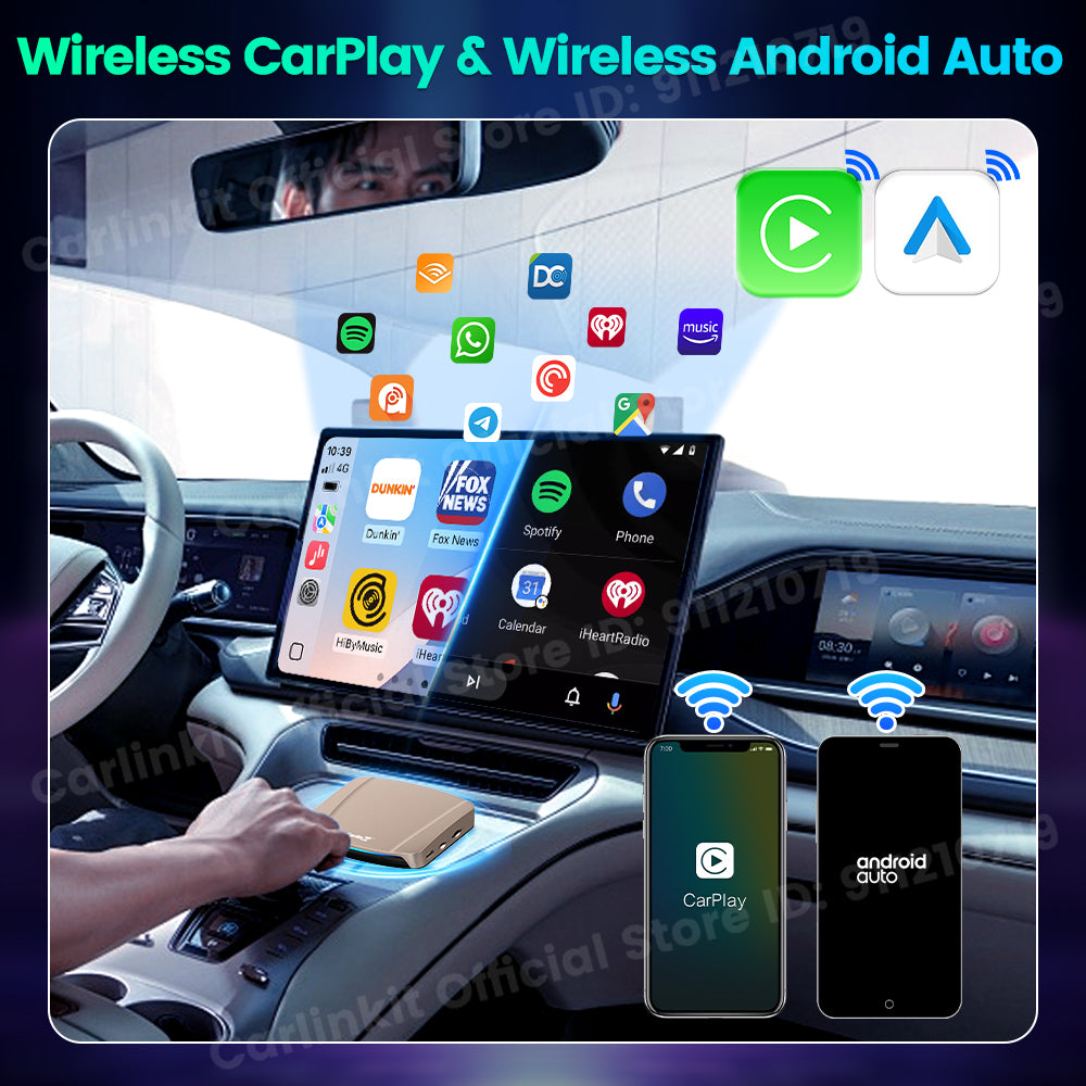 Carlinkit Android 15 AI Box Ultra 8+128G Wireless Carplay Car Streaming Box Android Auto Wireless Adapter Qualcomm SM6350 Support Youtube/Netflix