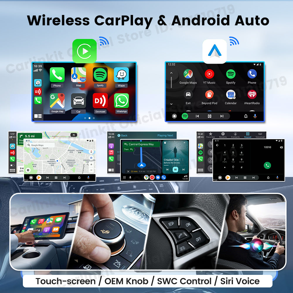 Carlinkit 5.0 2Air Wireless CarPlay Android Auto Wireless Box Two-Dual Adapter 2-Channel Work Waze Spotify 5.8Ghz WiFi BT Siri GPS Auto