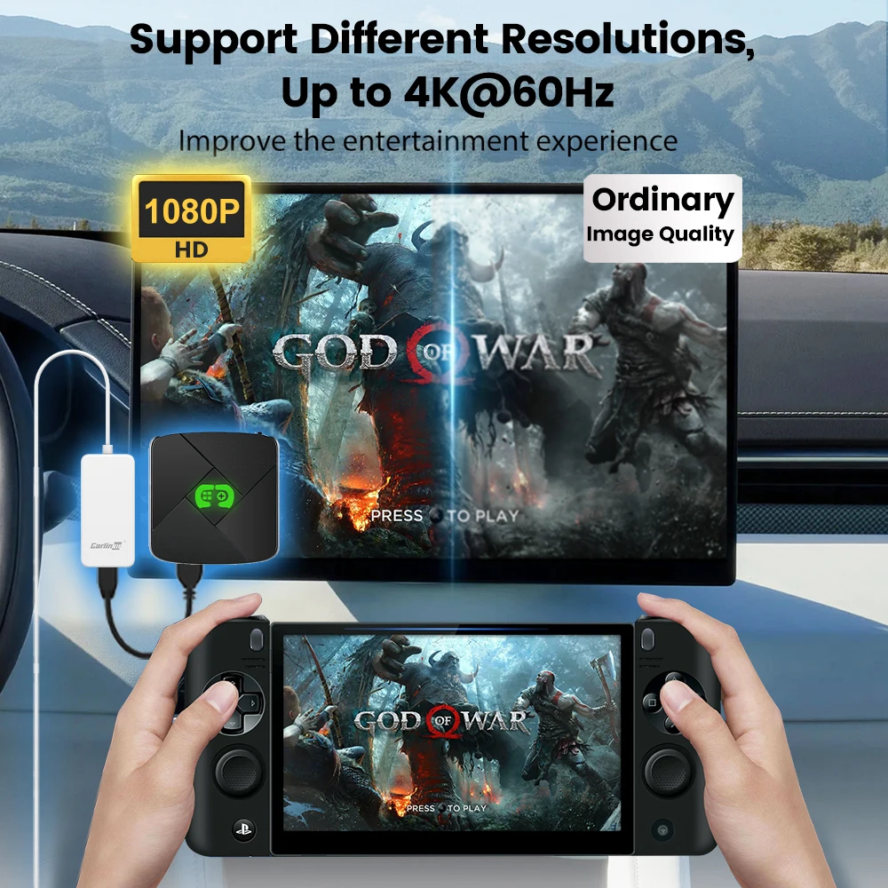Carlinkit New Smart USB HDMI Adapter-Car 4K HD Output Video Dongle Support TV Streaming Stick Entertainment Watch Movies, Shows, and Live TV in 1080p, 60pfs, Game Consoles,  Laptops