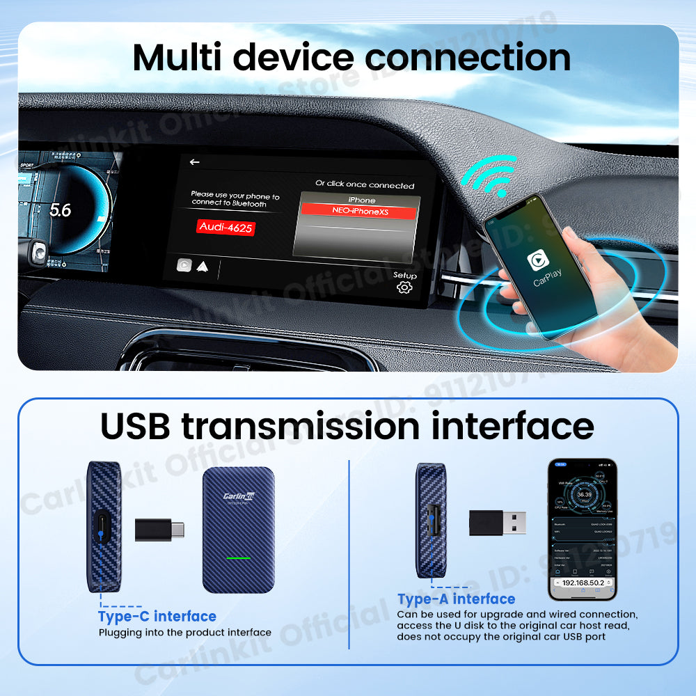 Carlinkit 4.0 CPC200-CP2A cablato per wireless CarPlay guscio in fibra di carbonio 5G wifi bluetooth wireless android auto per modelli di auto CarPlay cablati in fabbrica