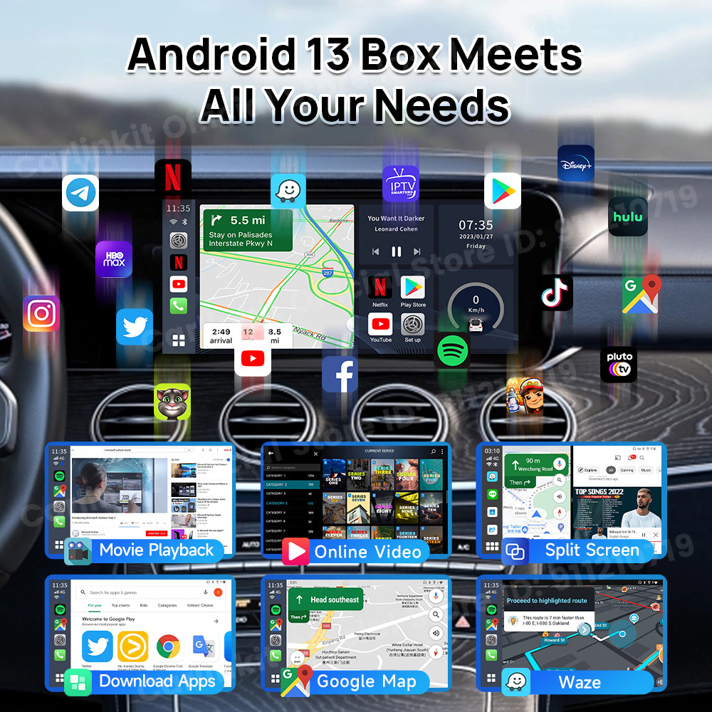 CarlinKit QCM 6115 Wireless CarPlay Android TV Ai Box For Netflix Wireless Android Auto Video Streaming Box 2.4&5Ghz Wifi BT FOTA Upgrade