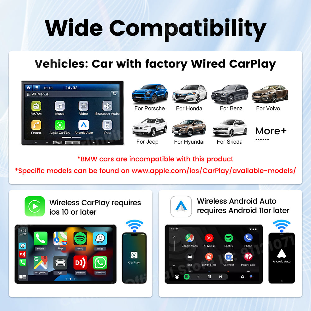 Android 11 Carlinkit Tbox Basic Netflix Ai Box Wireless Android Auto CarPlay QCM 2290 4-Cores 2G+16G For YouTube IPTV