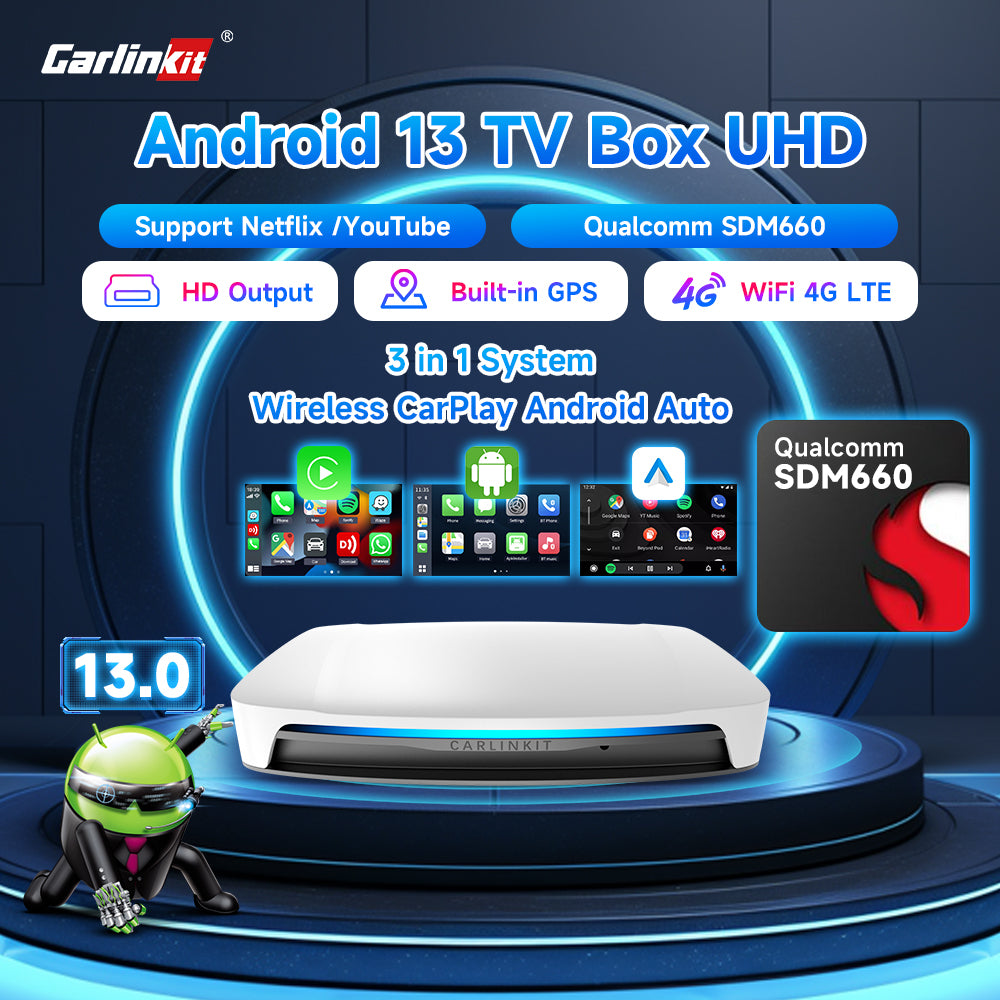 2025 New CarlinKit Android 13 CarPlay AI Box HDMI Wireless CarPlay Android Auto TV Video Box Qualcomm SDM660 8-Core Split Screen