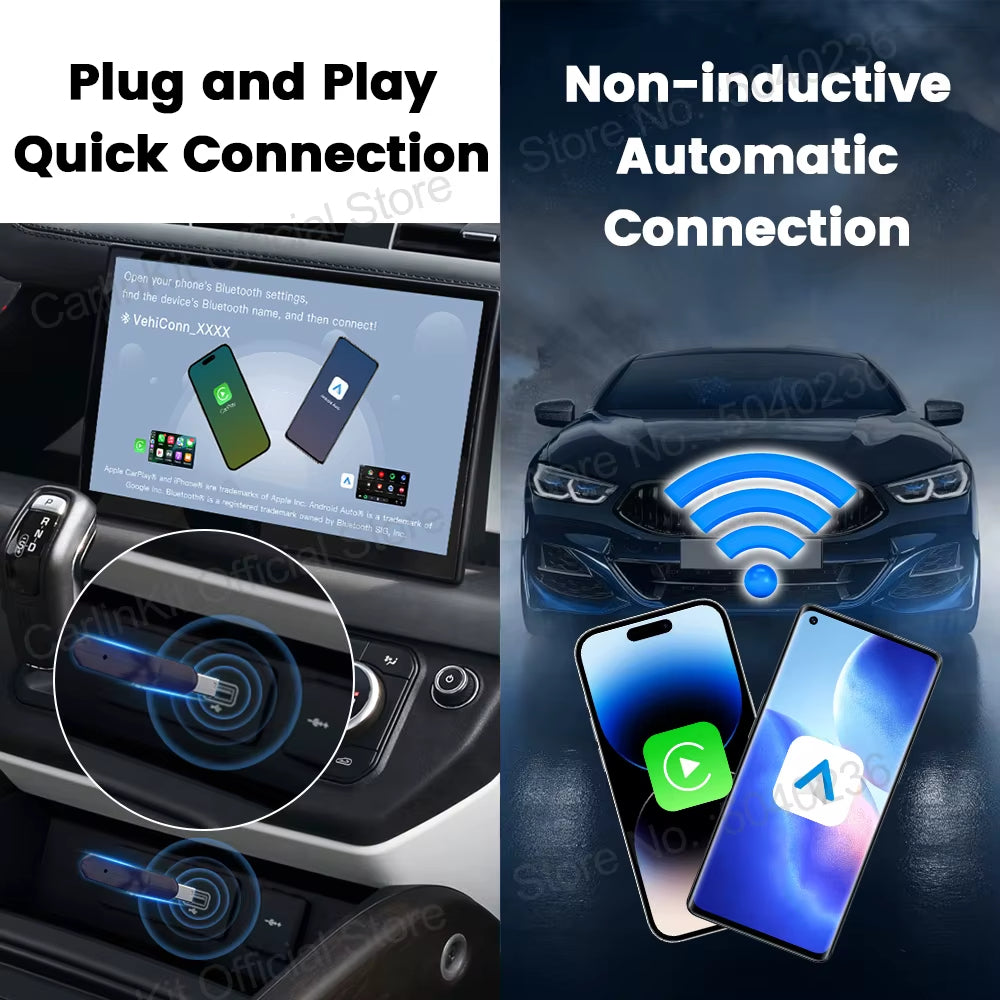 CarlinKit Mini Ultra Wireless Adapter Wireless Android Auto & CarPlay USB Dongle For Car Upgrade WiFi Bluetooth Auto Connect