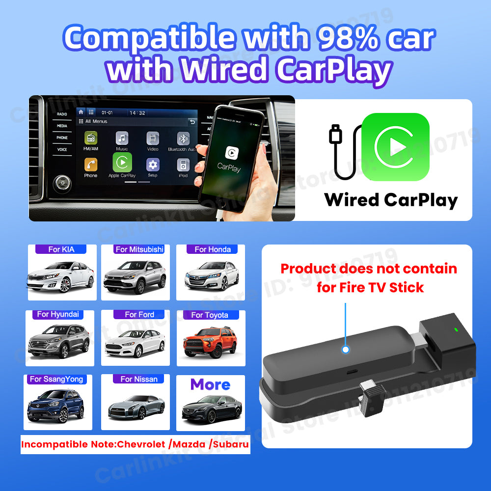 Carlinkit Support Fire TV Stick Specifically designed for Amazon Fire TV Stick Enjoy Streaming in Your Car Wired CarPlay to HDMI