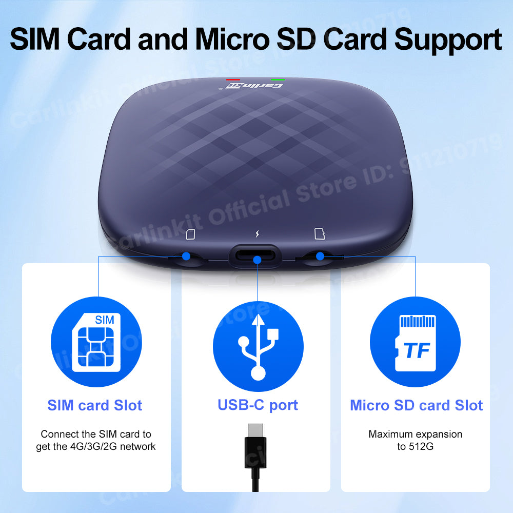 CarlinKit 2023 Android 13 Carplay Ai Box 4G + 64G 8 Core Wireless Android Auto Apple Carplay Multimedia Smart Ai Box