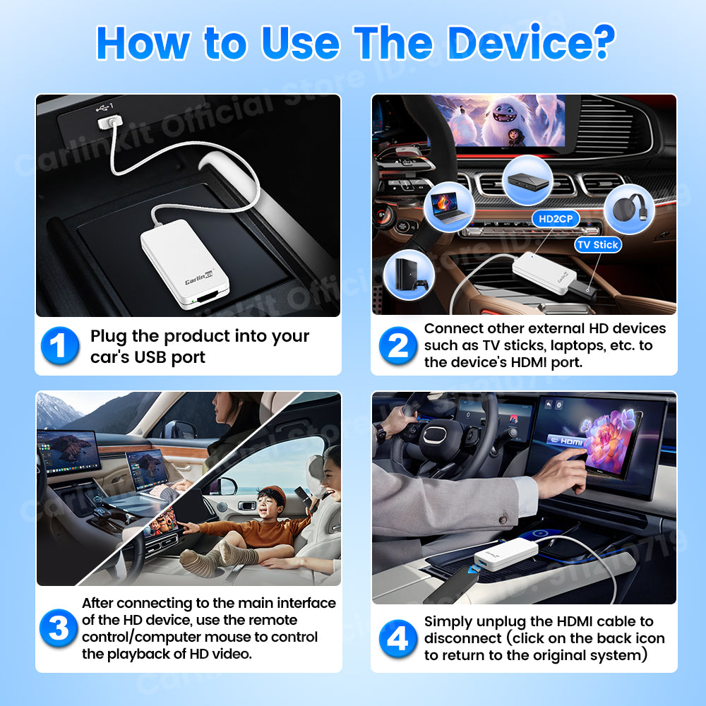 Carlinkit New Smart USB HDMI Adapter-Car 4K HD Output Video Dongle Support TV Streaming Stick Entertainment Watch Movies, Shows, and Live TV in 1080p, 60pfs, Game Consoles, Laptops