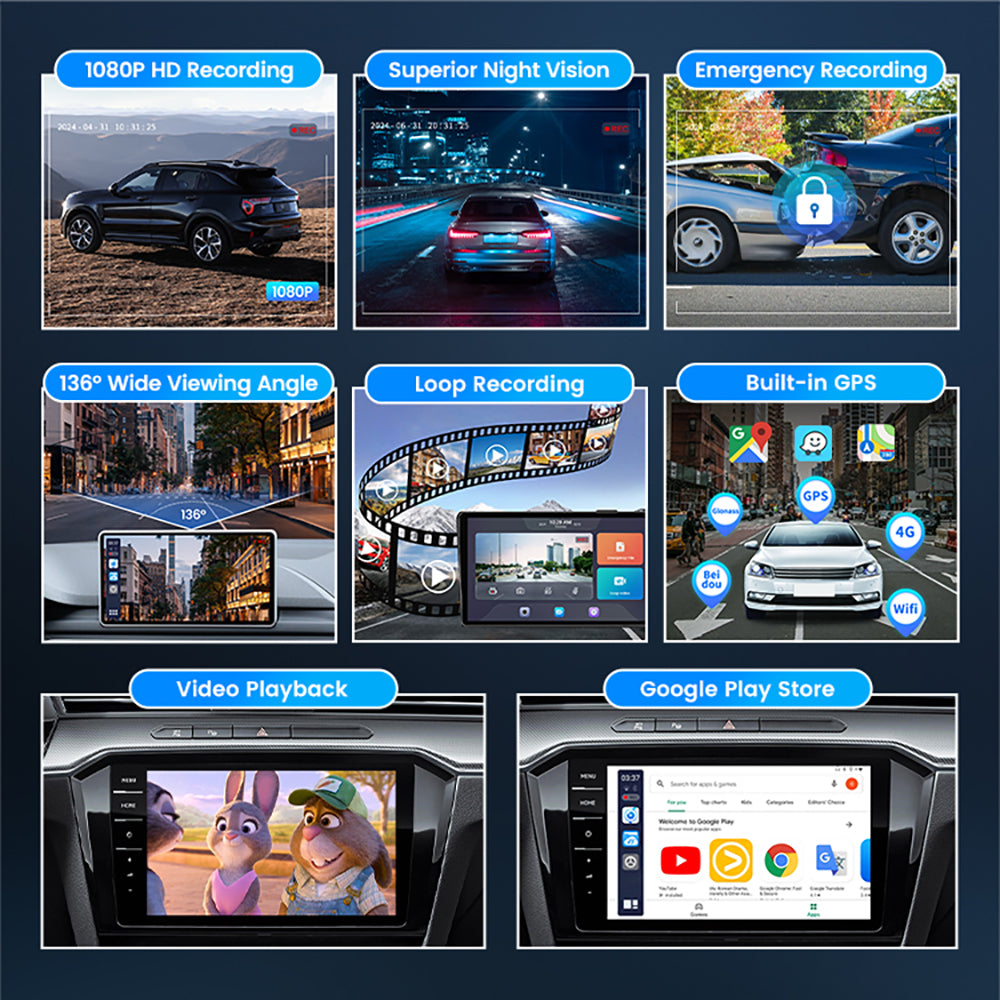 CarlinKit QCM 6125 Android 12 sans fil Carplay Al Box Android Auto HD Dash Cam 1080P 4G + 64G YouTube Netflix Google Play Mini TV Box