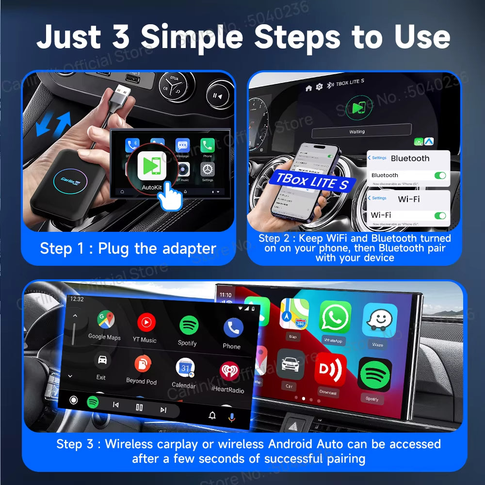 CarlinKit Android Ai Box Wireless Adatper Lite S Wireless Dongle CarPlay Android auto for IPTV Youtube Netfilx Spotify HD Output