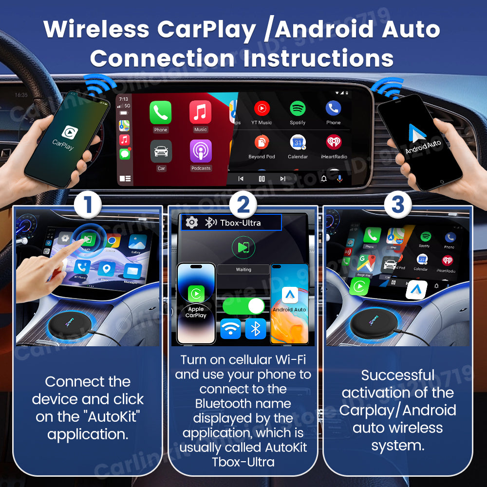 Carlinkit Ultra 2 Android 15 CarPlay Ai Box Wireless Android Auto Video Adapter Support Youtube Netflix TF SIM Card 128GB WiFi 6