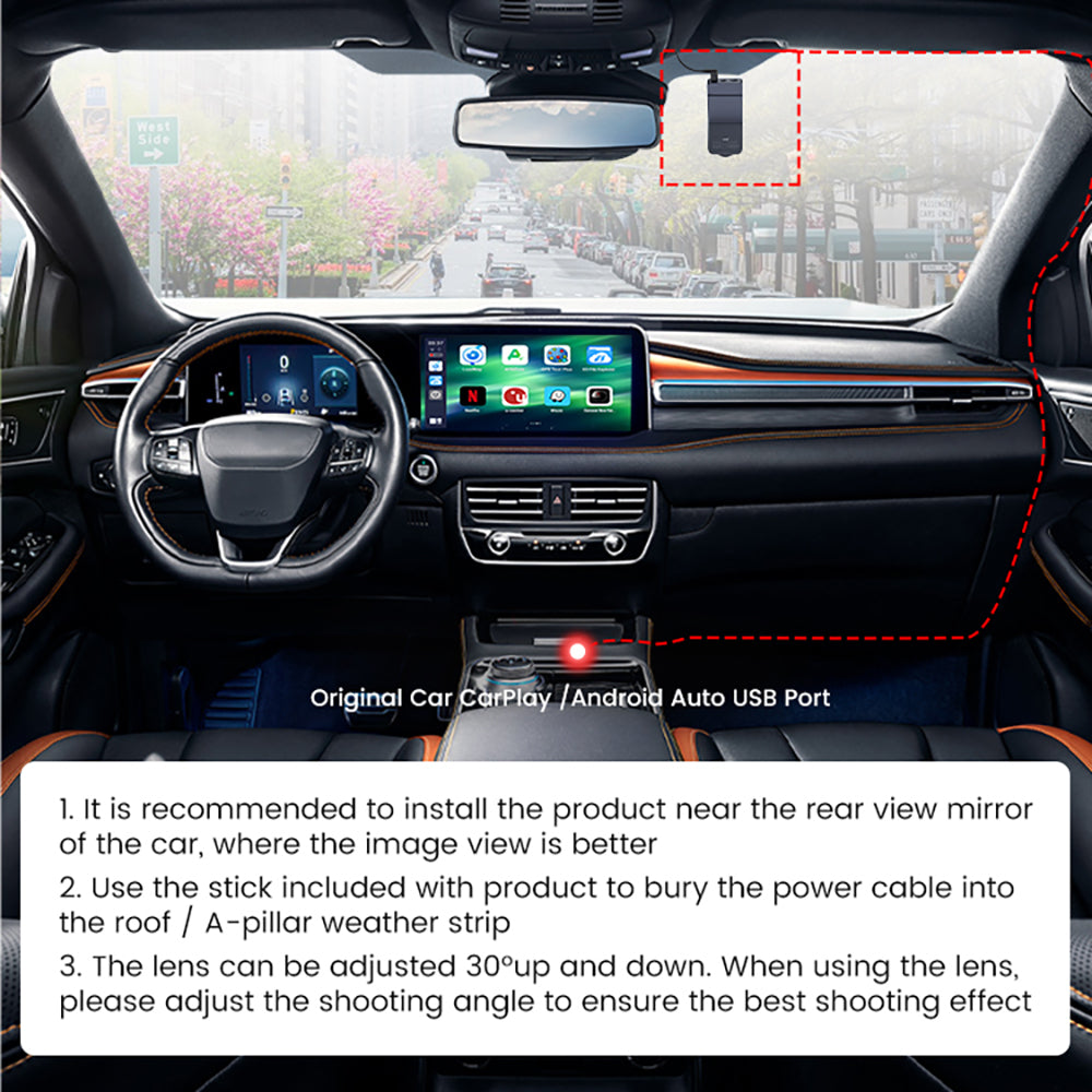 CarlinKit QCM 6125 Android 12 sans fil Carplay Al Box Android Auto HD Dash Cam 1080P 4G + 64G YouTube Netflix Google Play Mini TV Box