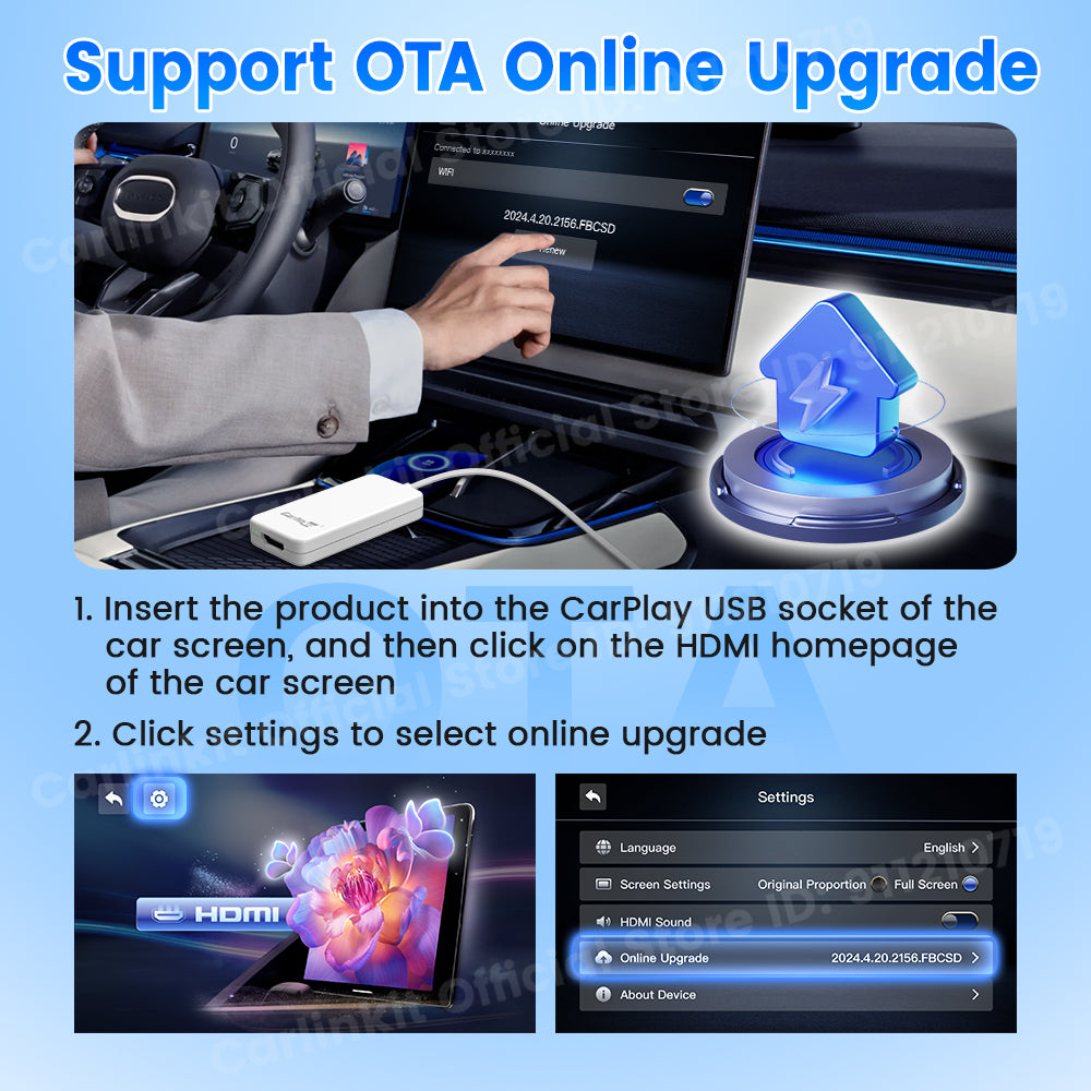 Carlinkit New Smart USB HDMI Adapter-Car 4K HD Output Video Dongle Support TV Streaming Stick Entertainment Watch Movies, Shows, and Live TV in 1080p, 60pfs, Game Consoles, Laptops