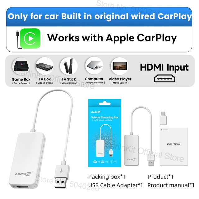 Carlinkit New Smart USB HDMI Adapter-Car 4K HD Output Video Dongle Support TV Streaming Stick Entertainment Watch Movies, Shows, and Live TV in 1080p, 60pfs, Game Consoles,  Laptops