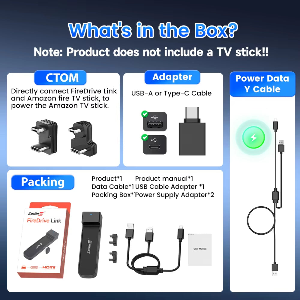 Carlinkit Support Fire TV Stick Specifically designed for Amazon Fire TV Stick Enjoy Streaming in Your Car Wired CarPlay to HDMI