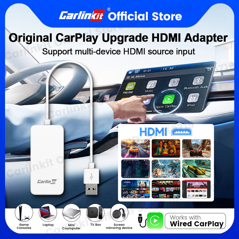 Carlinkit New Smart USB HDMI Adapter-Car 4K HD Output Video Dongle Support TV Streaming Stick Entertainment Watch Movies, Shows, and Live TV in 1080p, 60pfs, Game Consoles,  Laptops