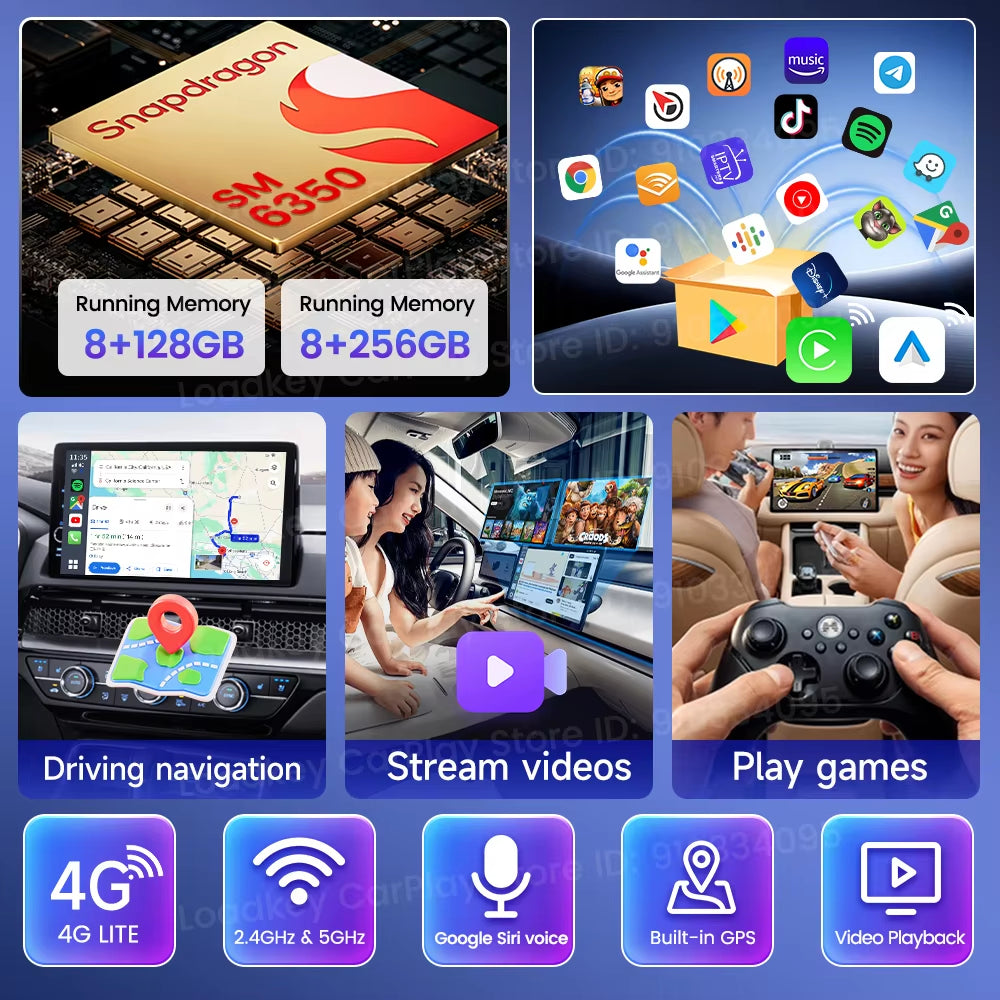 Carlinkit Ultra 2 Android 15 CarPlay Ai Box Wireless Android Auto Video Adapter Support Youtube Netflix TF SIM Card 128GB WiFi 6