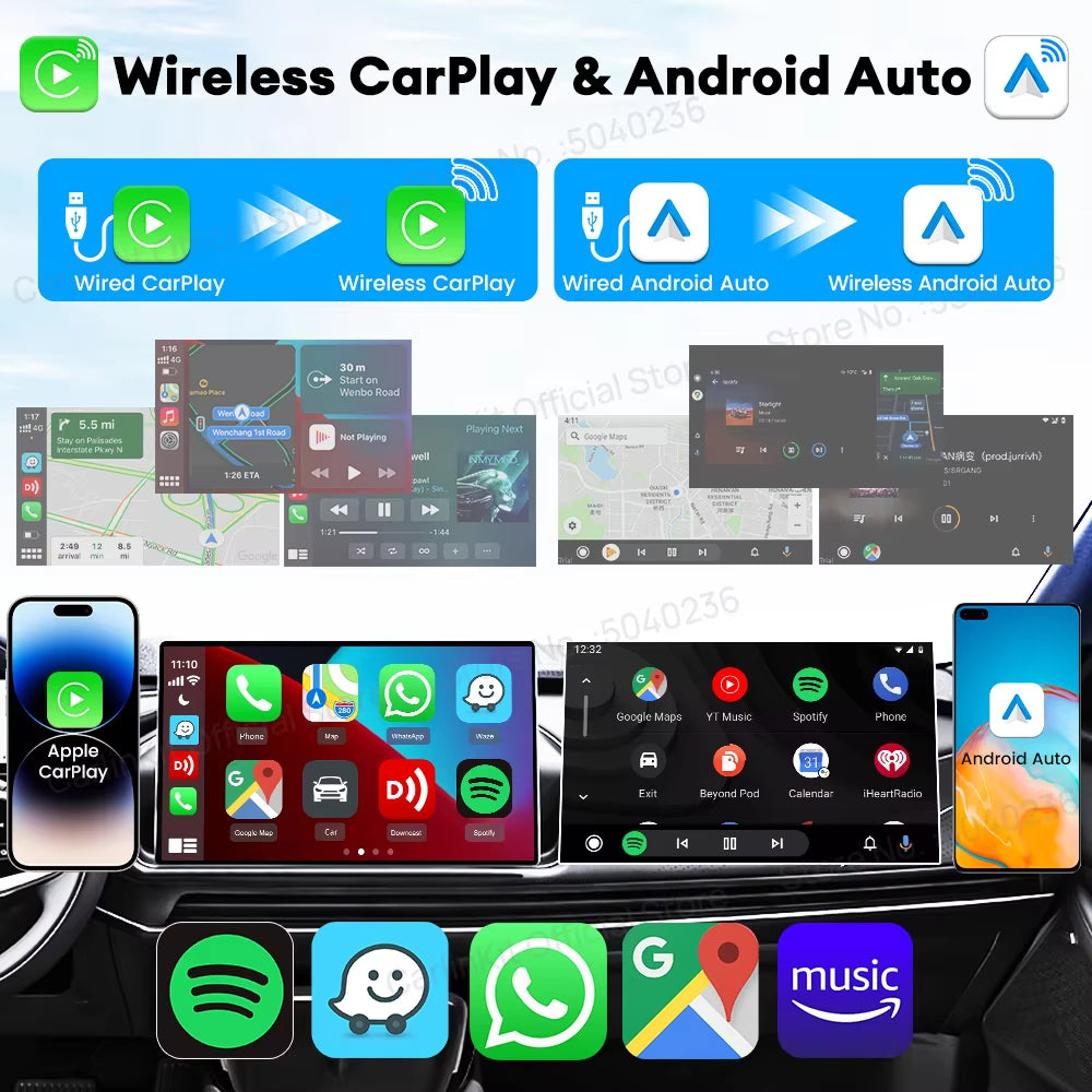 HD2CP Pro CarlinKit 3-In-1 Car Adapter Support HDMI Wireless CarPlay Wireless Android Auto HDMI Video Streaming Box Plug & Play