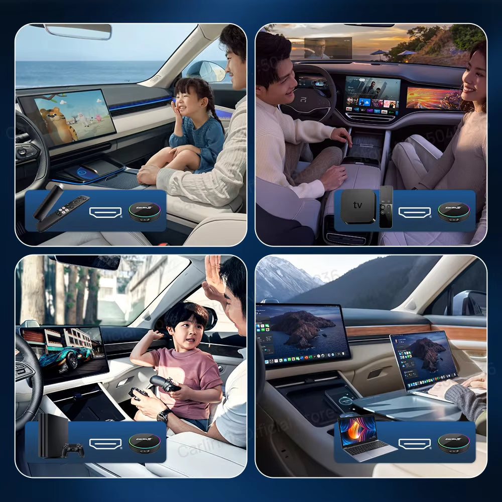 HD2CP Pro CarlinKit 3-In-1 Car Adapter Support HDMI Wireless CarPlay Wireless Android Auto HDMI Video Streaming Box Plug & Play