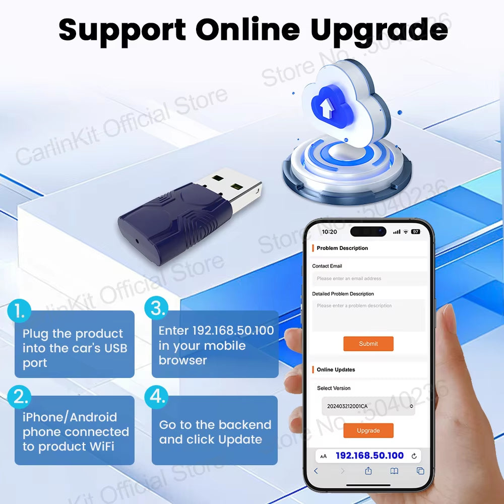 Carlinkit 5.0 Mini Ultra Wireless Adapter Wireless CarPlay Android Auto Box For OEM Cars Plug and Play WiFi BLE Auto Connection