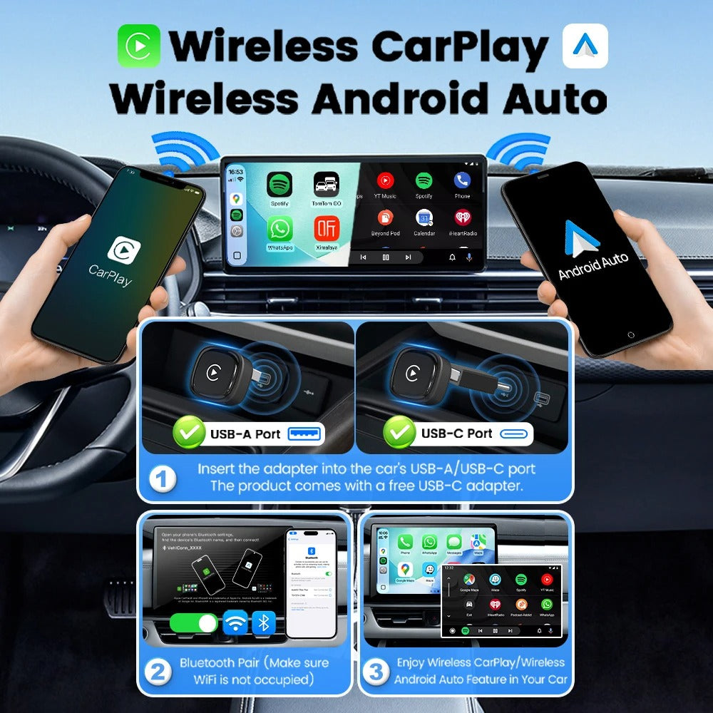 CarlinKit Mini Ultra 4 Wireless Adapter Wireless CarPlay Android Auto Plug &Play WiFi Bluetooth Auto Connection OTA Upgrade