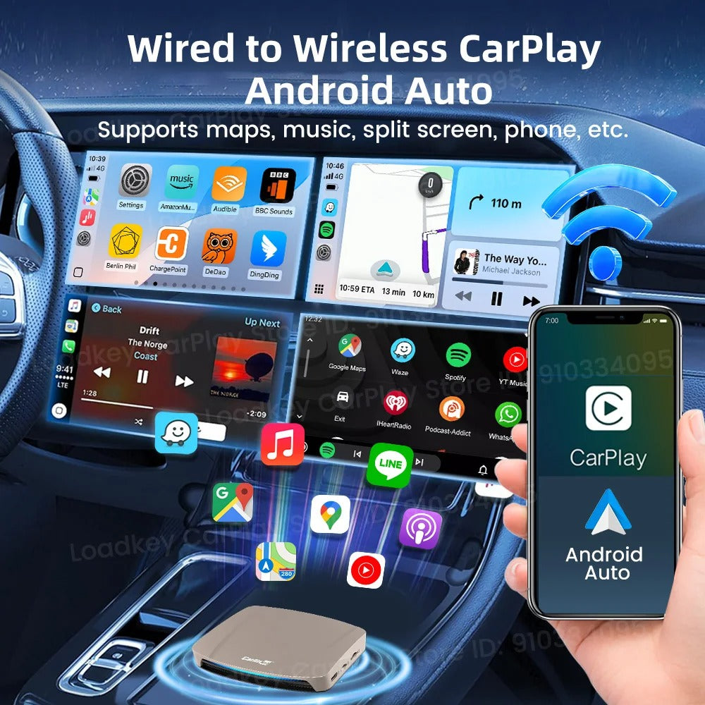 Carlinkit Android 15 AI Box Ultra 8+128G Wireless Carplay Car Streaming Box Android Auto Wireless Adapter Qualcomm SM6350 Support Youtube/Netflix