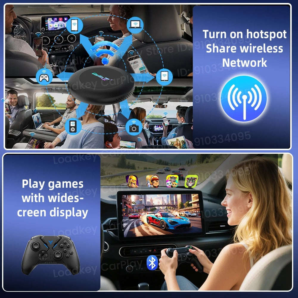 Carlinkit Ultra 2 Android 15 CarPlay Ai Box Wireless Android Auto Video Adapter Support Youtube Netflix TF SIM Card 128GB WiFi 6