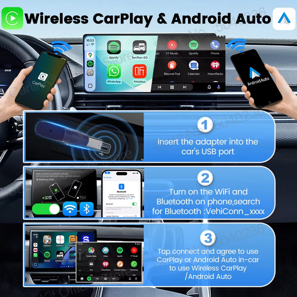 Carlinkit 5.0 Mini Ultra Wireless Adapter Wireless CarPlay Android Auto Box For OEM Cars Plug and Play WiFi BLE Auto Connection