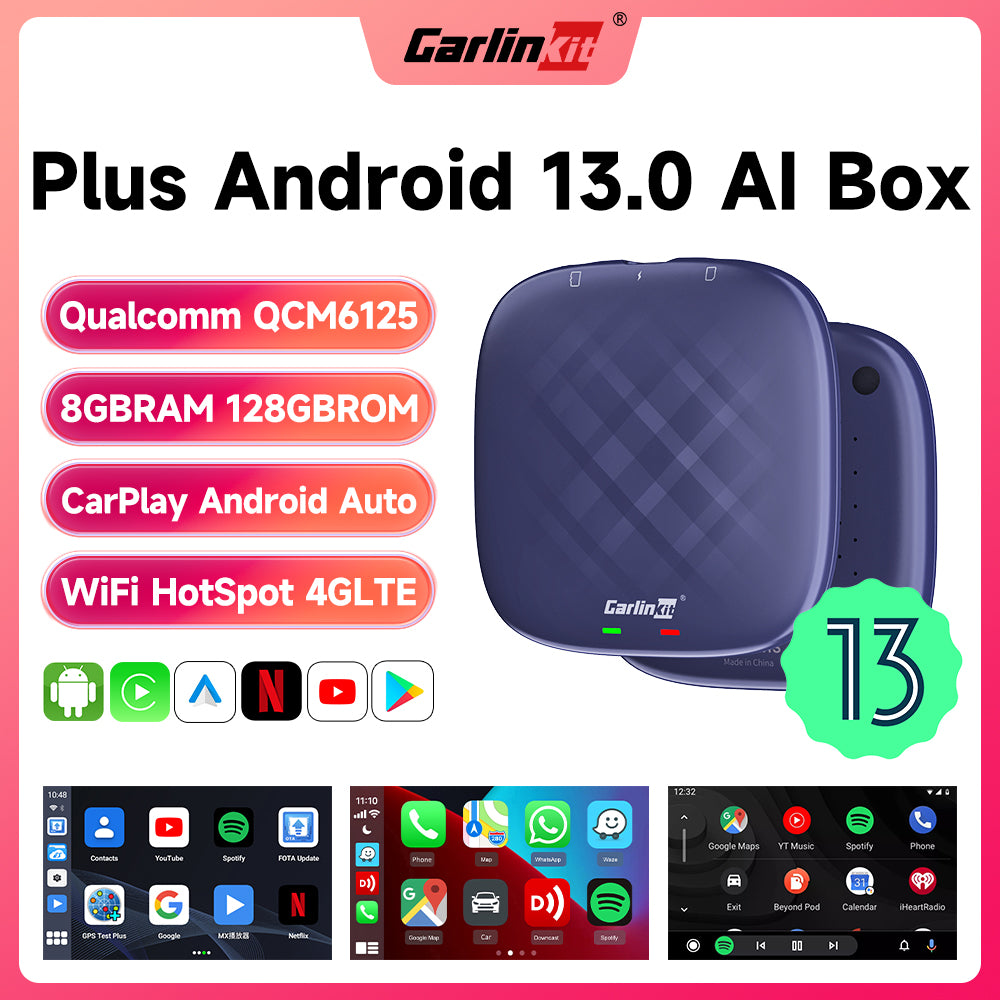 QCM6125 Android 13 8g+128g carlinkit carplay ai box plus carplay wireless android auto adapter best configuration youtube box