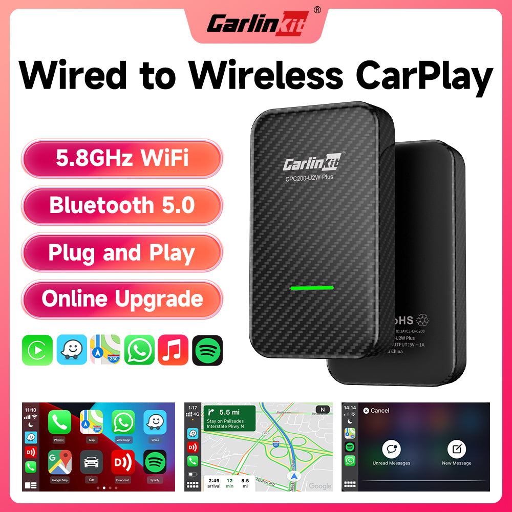 CarlinKit 5.0 Wireless CarPlay Adapter for Built-in Wired CarPlay & Wired  Android Auto Cars.Wireless CarPlay Dongle Convert Wired to Wireless Plug 