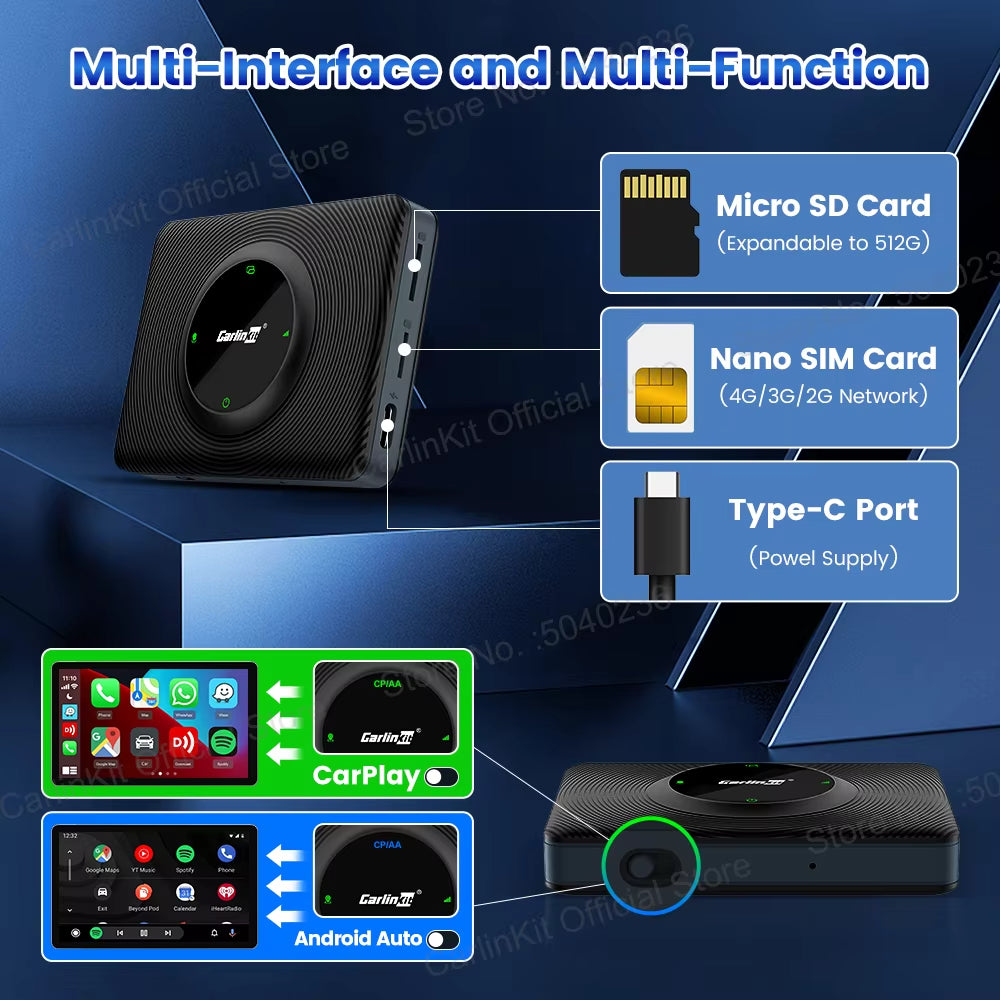 128GB Carlinkit Smart Tv Box Android 13 Wireless Carplay QCM
