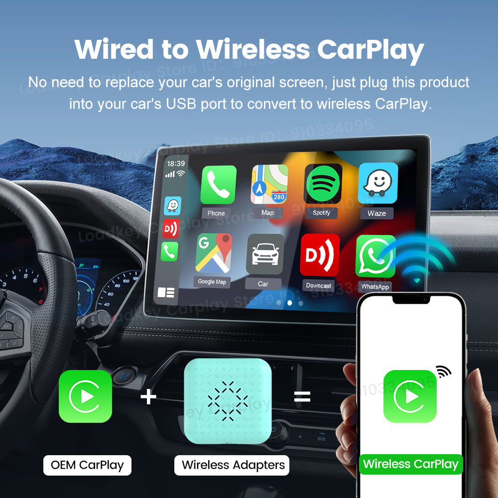 Navigation de voiture pour Android / Apple Carplay Module Bluetooth sans fil  Adaptateur Carplay USB pour téléphone intelligent automatique (noir)