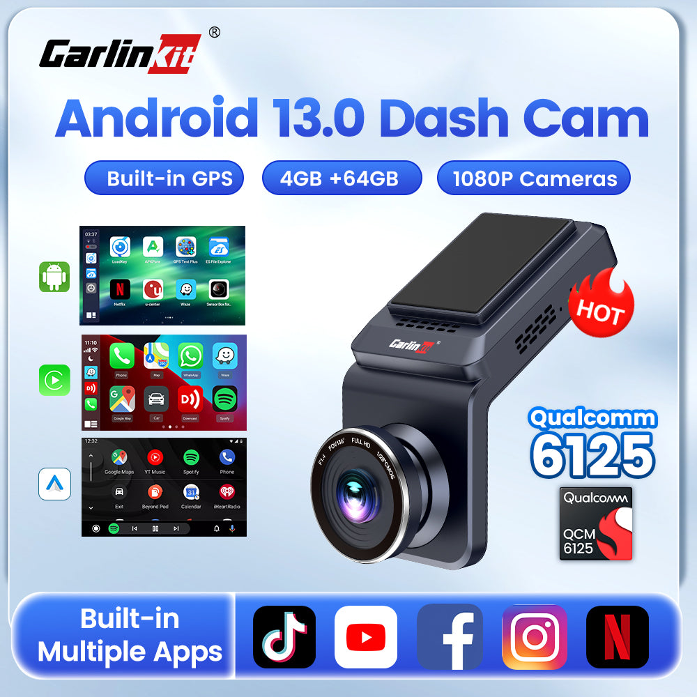 CarlinKit QCM 6125 Android 13 Wireless Carplay Al Box Android Auto HD Dash Cam 1080P 4G+64G YouTube Netflix Google Play Mini TV Box