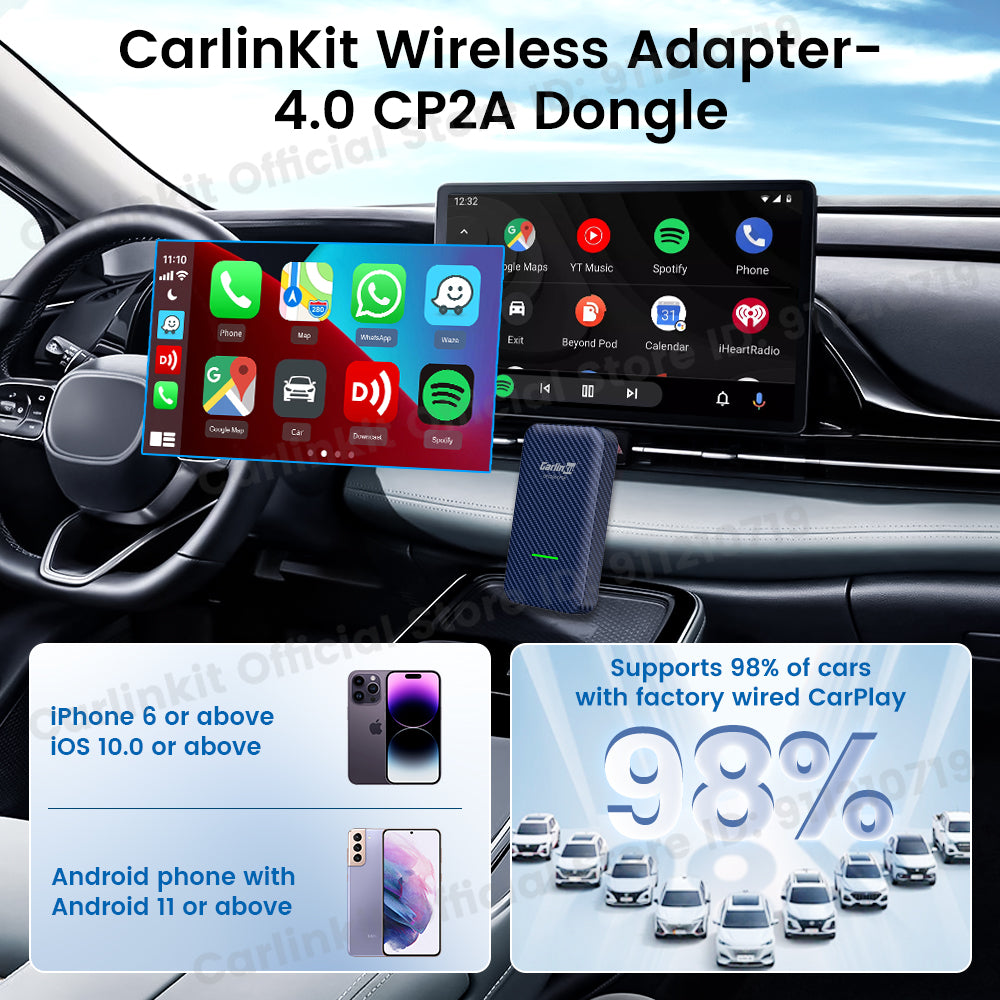 Carlinkit 4.0 CPC200-CP2A wired to wireless CarPlay carbon fibre shell 5G wifi bluetooth wireless android auto for factory wired CarPlay car models