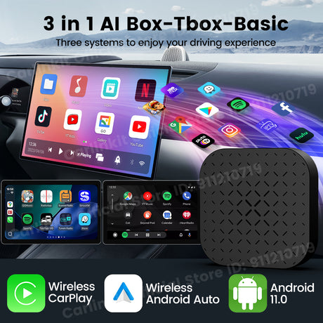 Android 11 Carlinkit Tbox Basic Netflix Ai Box Wireless Android Auto CarPlay QCM 2290 4-Cores 2G+16G  For YouTube IPTV