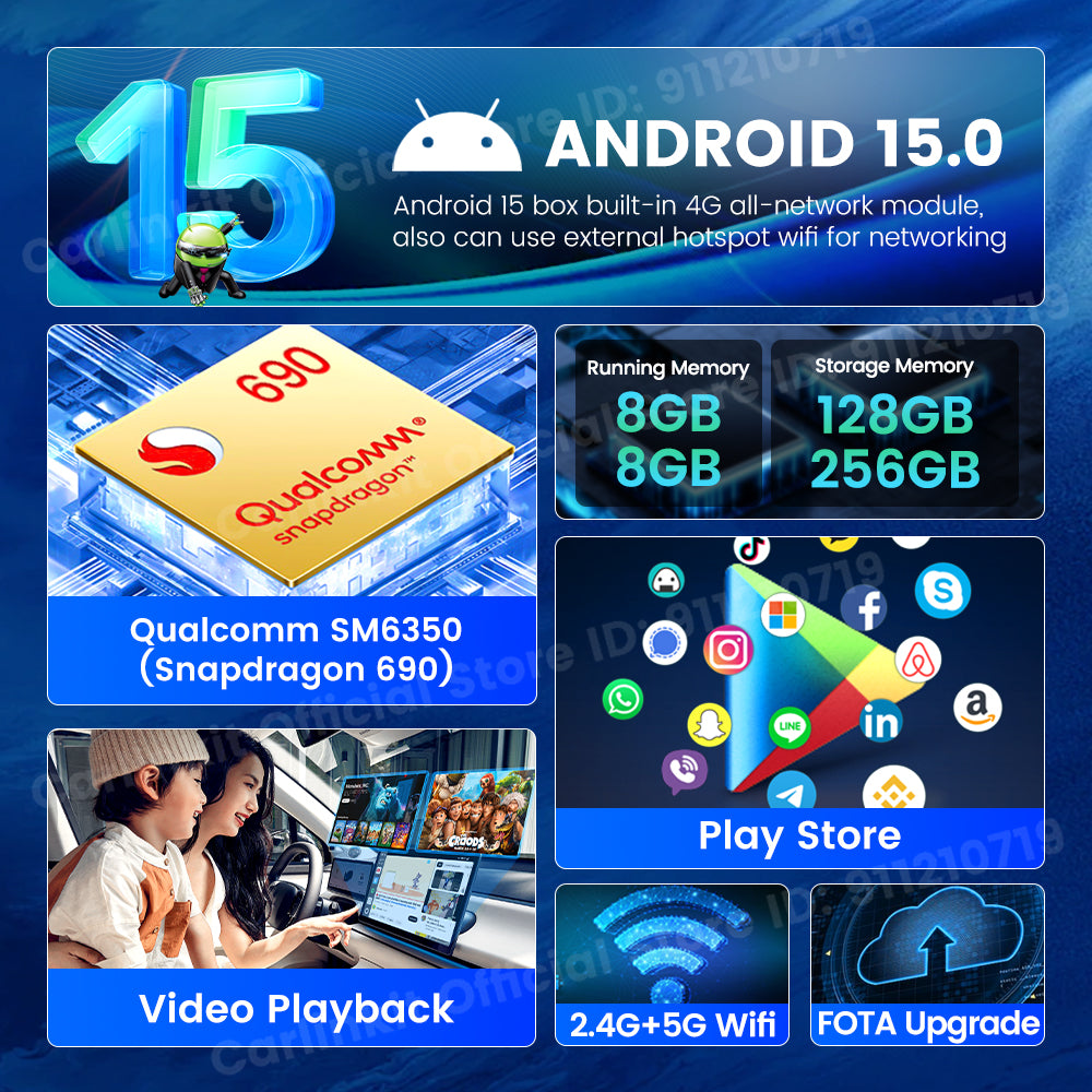 Carlinkit Ultra 2 Android 15 CarPlay Ai Box Wireless Android Auto Video Adapter Support Youtube Netflix TF SIM Card 128GB WiFi 6