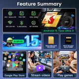 Carlinkit 5G LTE Tbox Ultra 3 Android Tv Box Android 15 Wireless Carplay Adapter QCM6350 Smart Car Ai Box Carplay For Netflix Youtube