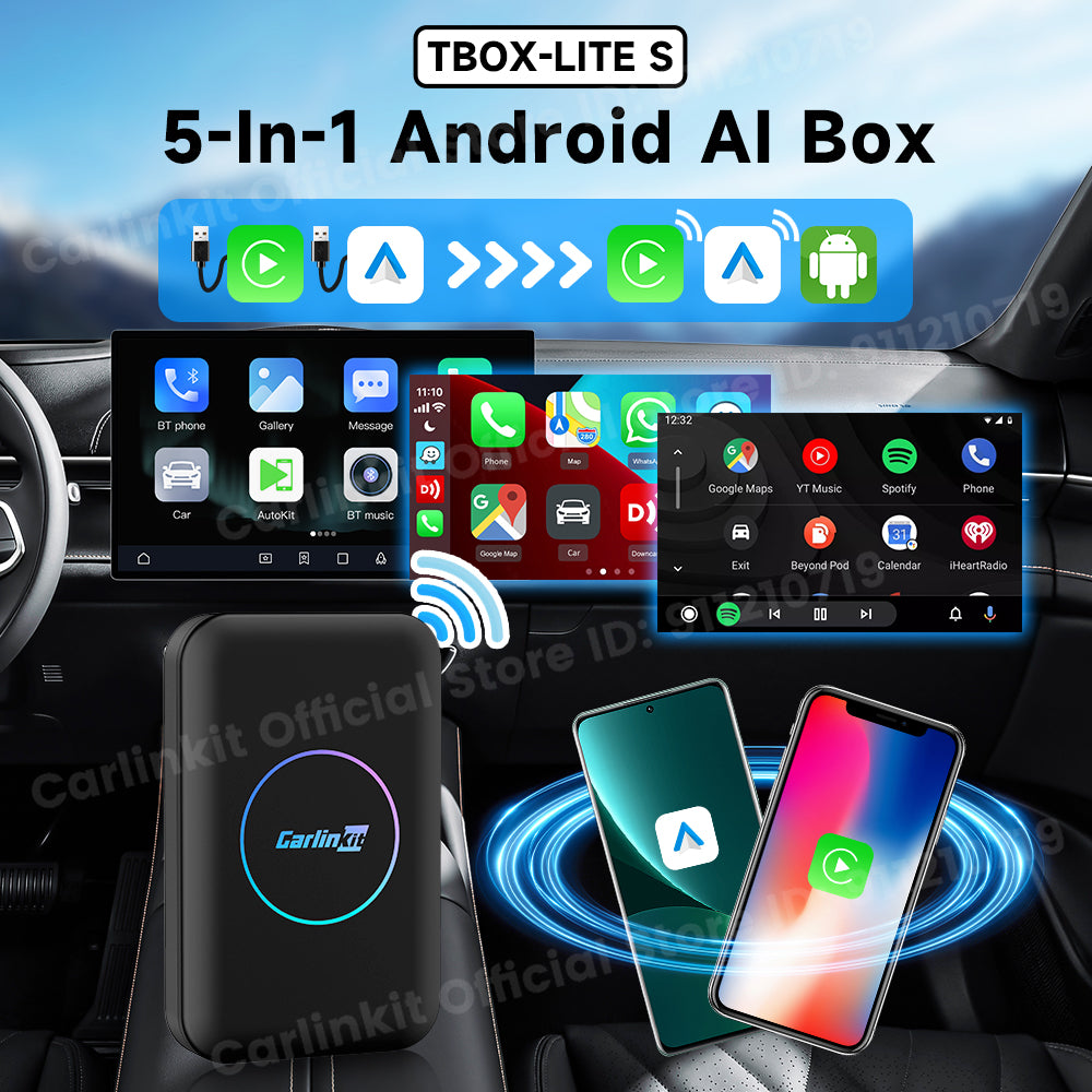 CarlinKit Android Ai Box Wireless Adatper Lite S Wireless Dongle CarPlay Android auto for IPTV Youtube Netfilx Spotify HD Output
