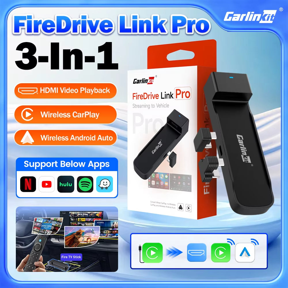 CarlinKit FireDrive Link Pro For Fire TV Stick Support Wireless CarPlay Android Auto HDMI TV Streaming Box Car Entertainment Box