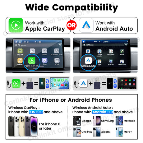 CarlinKit Mini Ultra Wireless Adapter Wireless Android Auto & CarPlay USB Dongle For Car Upgrade WiFi Bluetooth Auto Connect