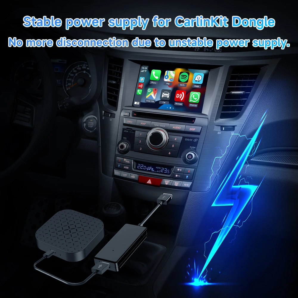 CarlinKit Mini Car Navigation Power Supply Box Portable Box Plug and Play For CarPlay Wireless Android Auto Adapter or Car Radio