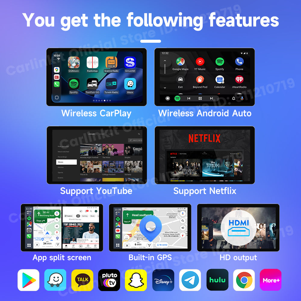 2025 New CarlinKit Android 13 CarPlay AI Box HDMI Wireless CarPlay Android Auto TV Video Box Qualcomm SDM660 8-Core Split Screen