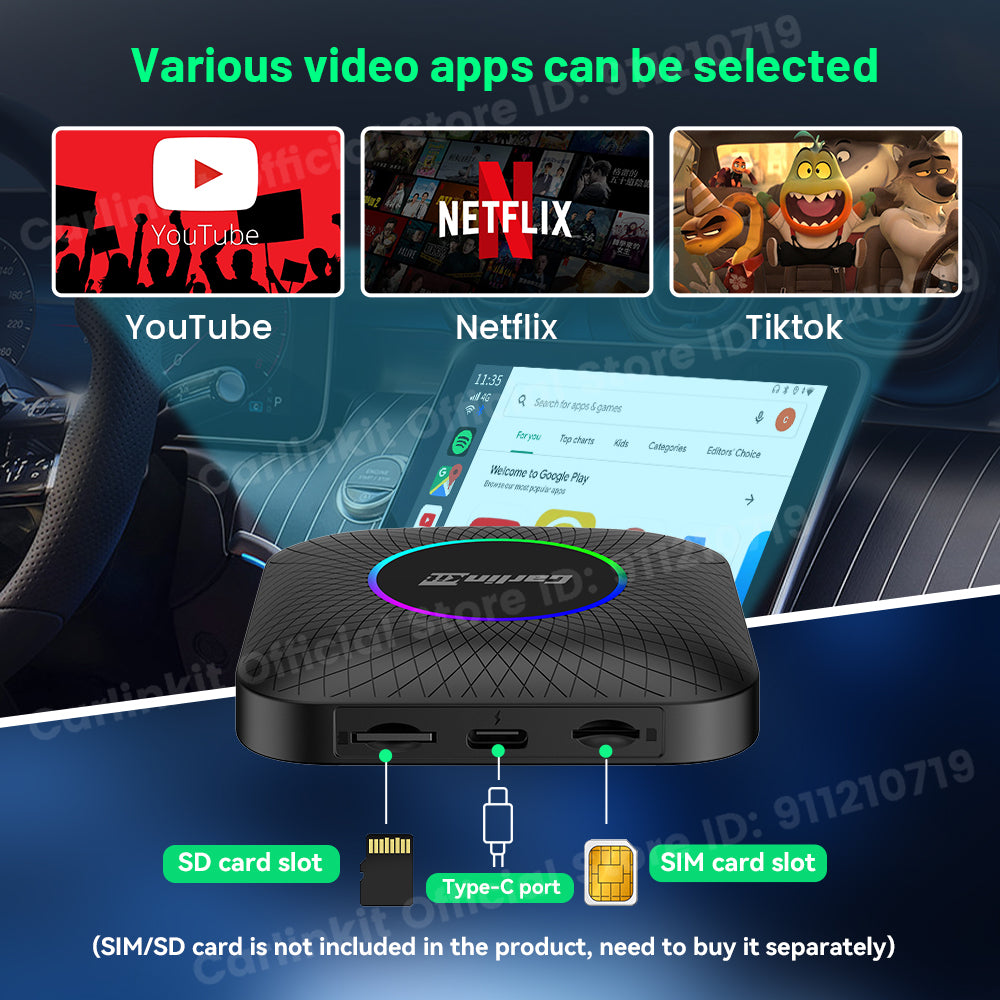 Carlinkit Android 13 Car TV Box LED Android Auto CarPlay Wireless Adapter SM6225 8-Core IPTV Netfilx Play Video CarPlay Ai Box