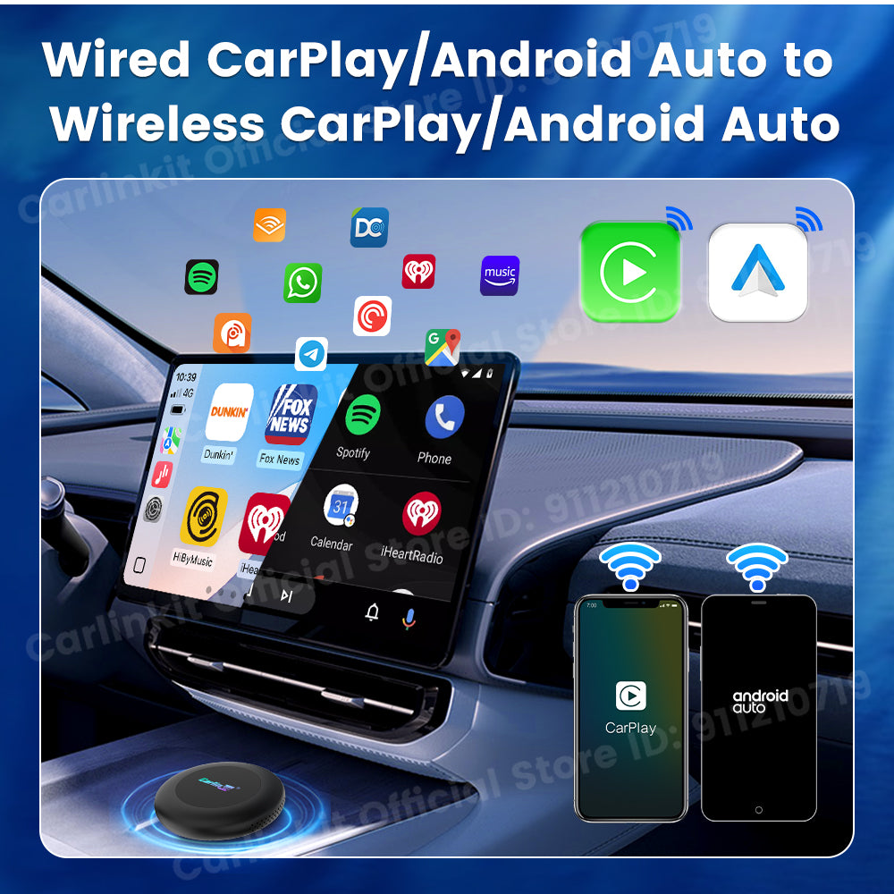 Carlinkit Ultra 2 Android 15 CarPlay Ai Box Wireless Android Auto Video Adapter Support Youtube Netflix TF SIM Card 128GB WiFi 6